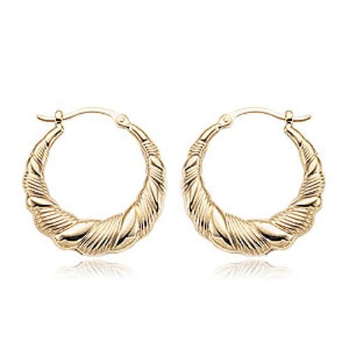 Small Ribbon Hoop Earrings - 04/245 - 14k Yellow Gold