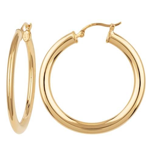 Medium Flat Oval Hoop Earrings - 03/111 - 14k Yellow Gold
