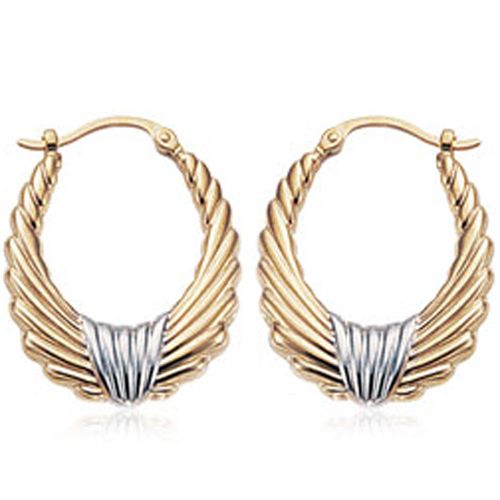 Two-tone Swirl Hoop Earrings - 04/270yw - 14k Two Tone
