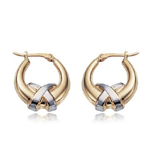Small Two-tone Hoop With x (l&r) Earrings - 04/020yw - 14k Two Tone