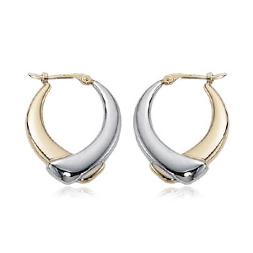 Medium Two-tone Crossed Hoop (l&r) Earrings - 04/052yw - 14k Two Tone