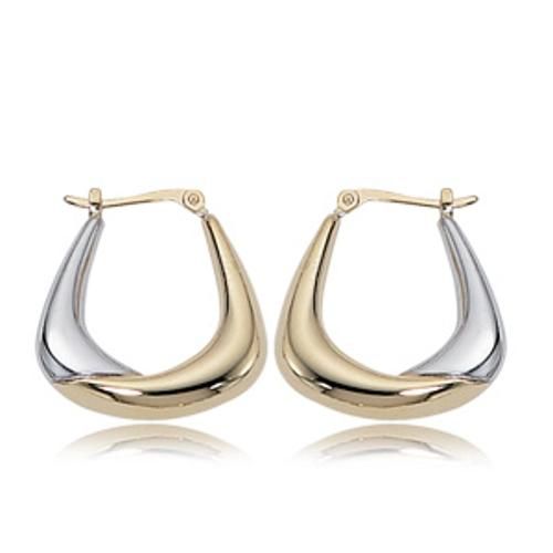 Two-tone Plain Twist Hoop (l&r) Earrings - 04/071yw - 14k Two Tone