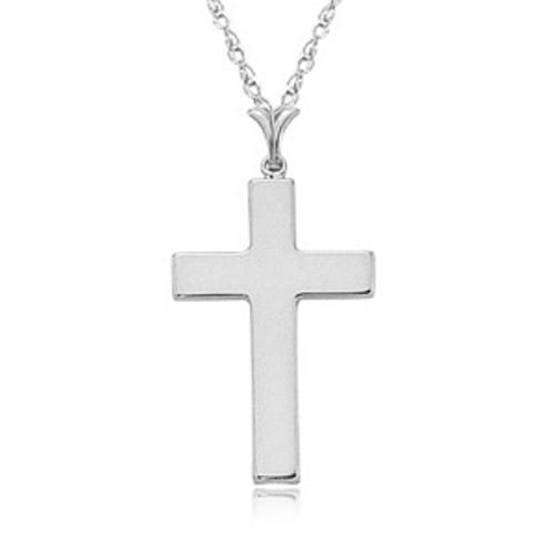 Plain Cross Pendant - 05/654w - 14k White Gold