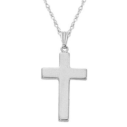 Plain Cross Pendant - 05/677w - 14k White Gold
