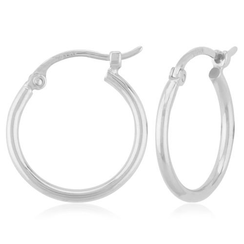 Small Tube Hoop Earrings - 03/350w - 14k White Gold
