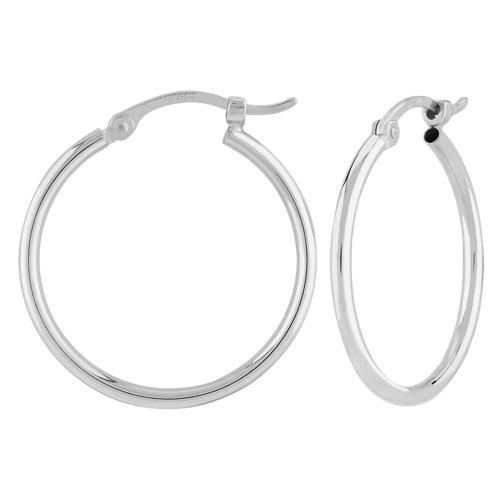 Medium Tube Hoop Earrings - 03/351w - 14k White Gold