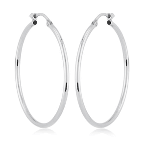 Large Tube Hoop Earrings - 03/353w - 14k White Gold