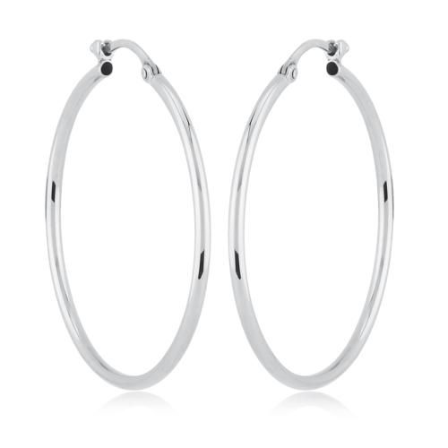 Large Tube Hoop Earrings - 03/353w - 14k White Gold