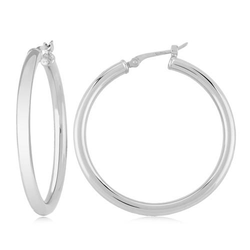 Medium Tube Hoop Earrings - 03/359w - 14k White Gold