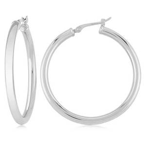 Large Tube Hoop Earrings - 03/360w - 14k White Gold