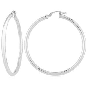Large Tube Hoop Earrings - 03/363w - 14k White Gold