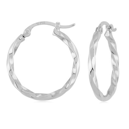 Medium Twisted Tube Hoop Earrings - 03/071w - 14k White Gold