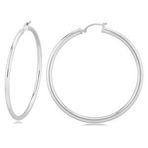 Extra Large Tube Hoop Earrings - 03/370w - 14k White Gold