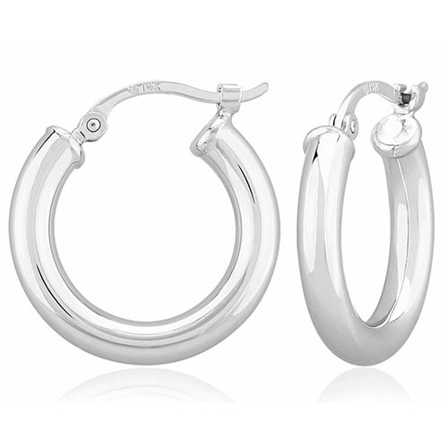 Small Tube Hoop Earrings - 03/321w - 14k White Gold