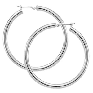 Large Tube Hoop Earrings - 03/368w - 14k White Gold