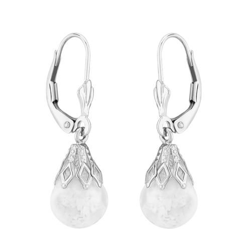 Floating Opal Drop Earrings - 01/884w - 14k White Gold