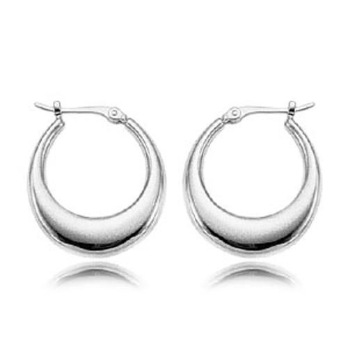 Small Polished Hoop Earrings - 04/016w - 14k White Gold