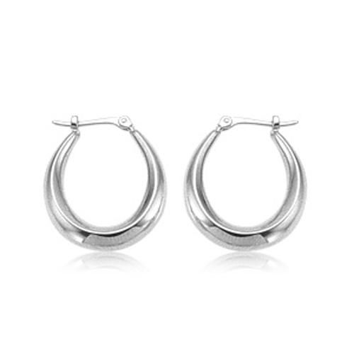 Small u Shaped Hoop Earrings - 04/017w - 14k White Gold