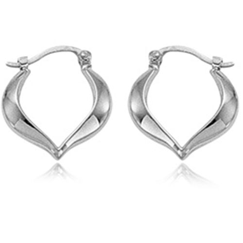 Small Heart Shaped Hoop Earrings - 04/025w - 14k White Gold