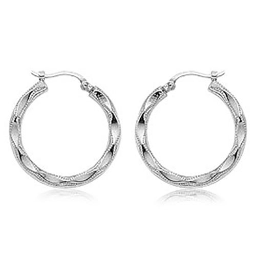 Large Fancy Hoop Earrings - 04/231w - 14k White Gold