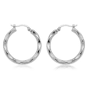 Large Fancy Hoop Earrings - 04/231w - 14k White Gold