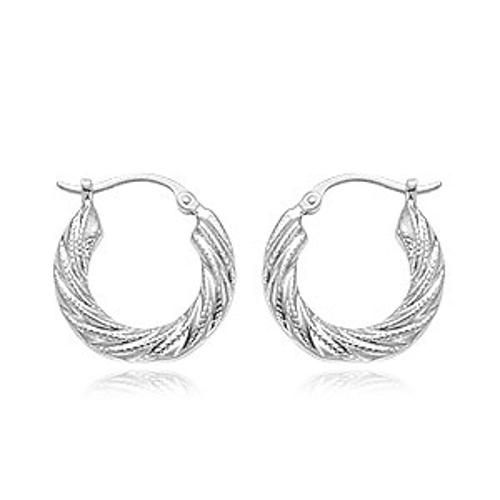 Small Swirl Hoop Earrings - 04/299w - 14k White Gold