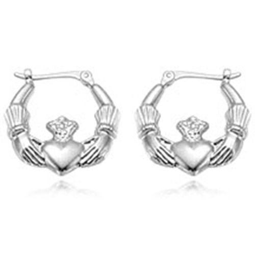 Small Claddagh Hoop Earrings - 04/304w - 14k White Gold