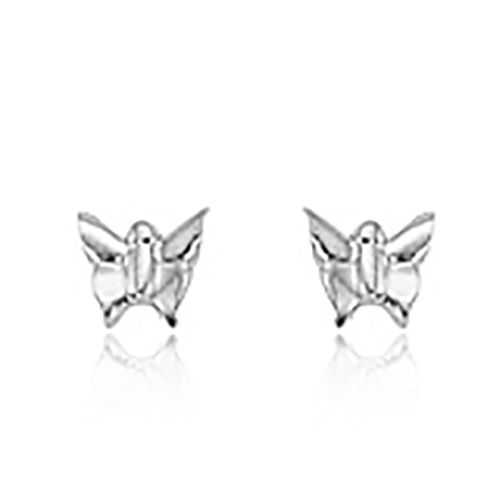 Butterfly Stud Earrings - 14K White Gold