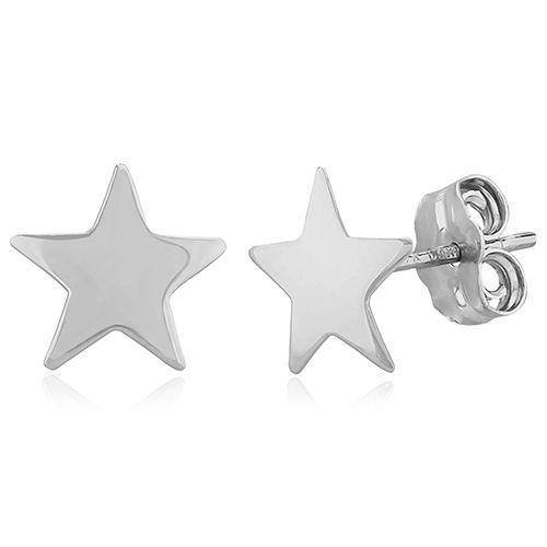 Medium Star Stud Earrings - 14K White Gold
