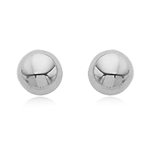 Domed Button Earrings 8mm - 14K White Gold