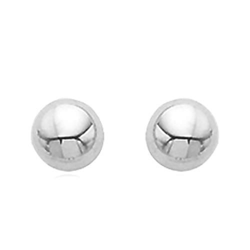 Domed Button Earrings 12mm - 14K White Gold