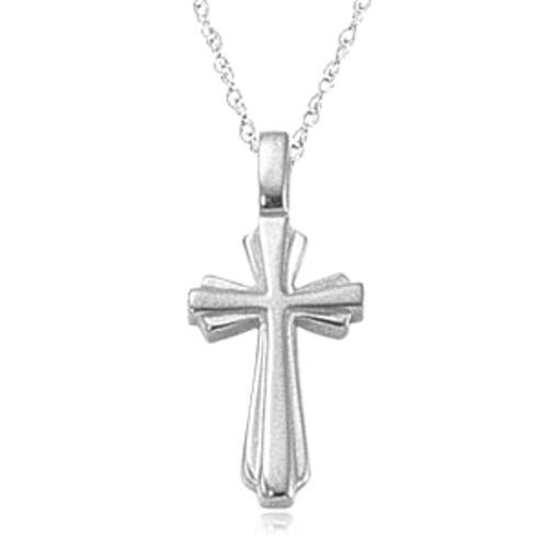 Layered Cross Pendant - 05/690w - 14k White Gold