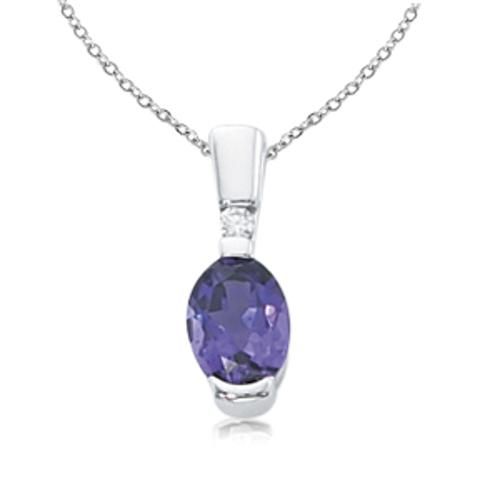 Amethyst & Diamond Pendant - 45/1018w04 - 14k White Gold