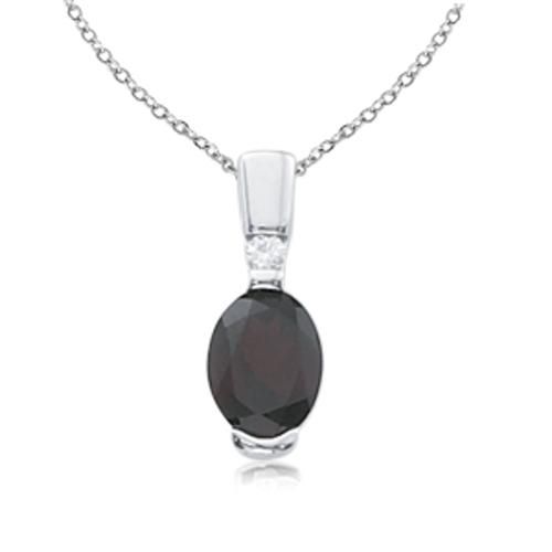 Garnet & Diamond Pendant - 45/1018w09 - 14k White Gold