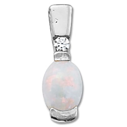 Opal & Diamond Pendant - 45/1018w13 - 14k White Gold
