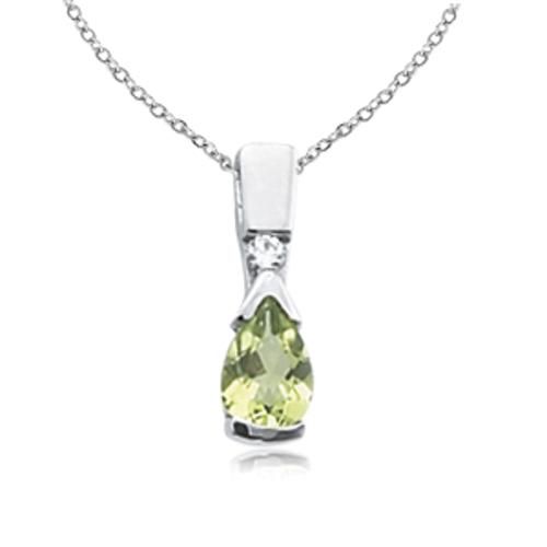 Peridot & Diamond Pendant - 45/1019w34 - 14k White Gold