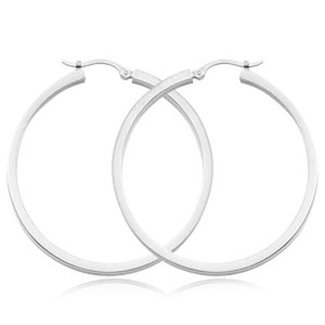 Extra Large Square Tube Hoop Earrings - 03/376w - 14k White Gold