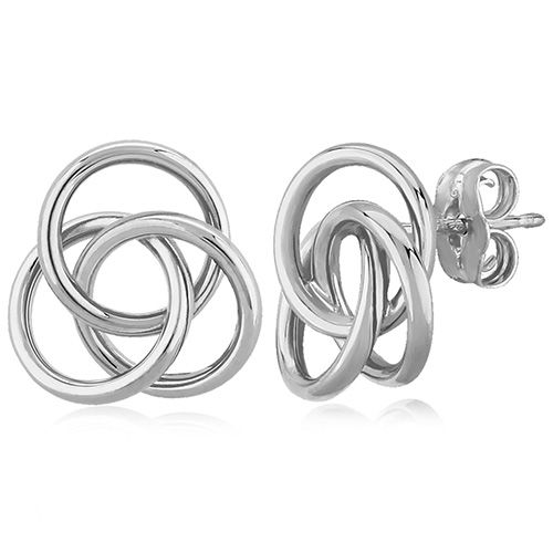Large Love Knot Stud Earrings - 14K White Gold