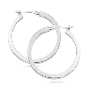 Large Square Hoop Earrings - 03/107w - 14k White Gold