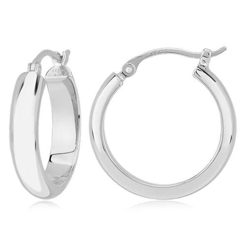 1/2 Round Tube Hoop Earrings - 03/116w - 14k White Gold