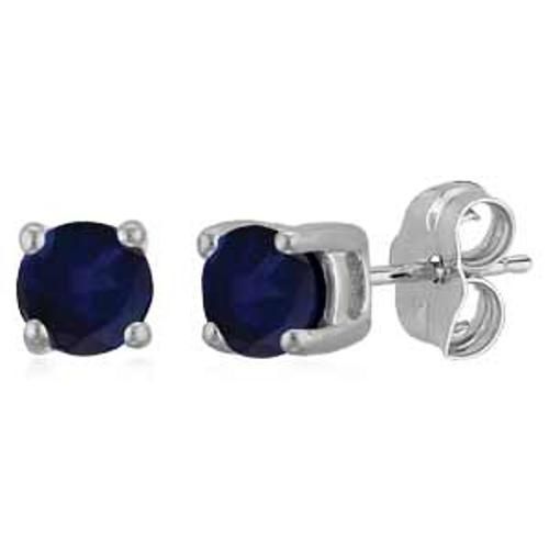 Sapphire Birthstone Stud Earrings - 14K White Gold
