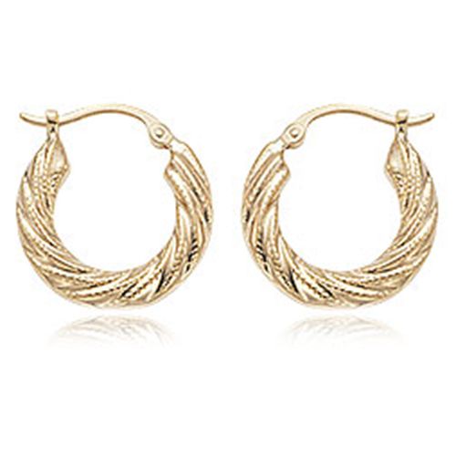 Small Swirl Hoop Earrings - 04/299 - 14k Yellow Gold