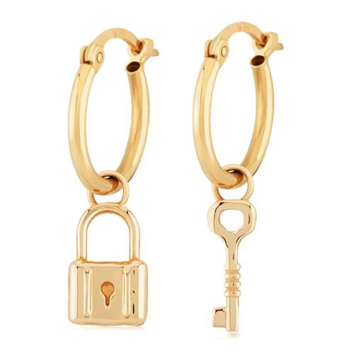 Carla 14kg 1.5x12mm Hoop W/lock&key Earrings