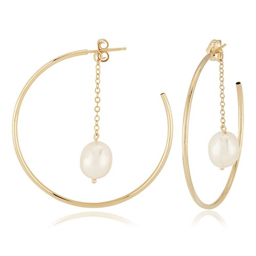 Carla 14kg 1.5x40mm Hoop W/fw Pearl Earrings
