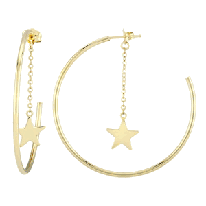 Carla 14kg 1.5x40mm Hoop W/star Earrings