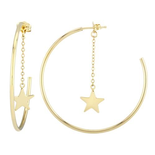 Carla 14kg 1.5x40mm Hoop W/star Earrings