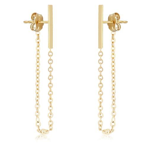 Carla 14kg 2mmx13mm Bar W/chain Earrings