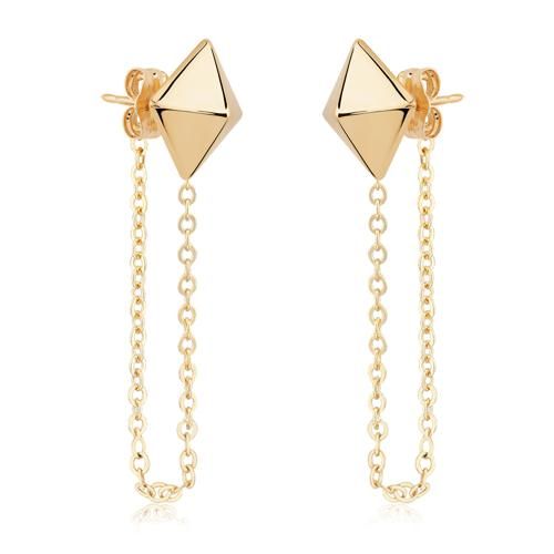 Carla 14kg 6mm Pyramid Post W/chain Earrings