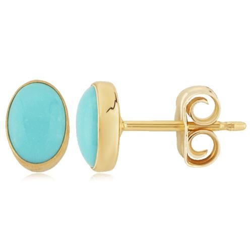 Carla 14kg 6x4 Turq. In Setting Earrings