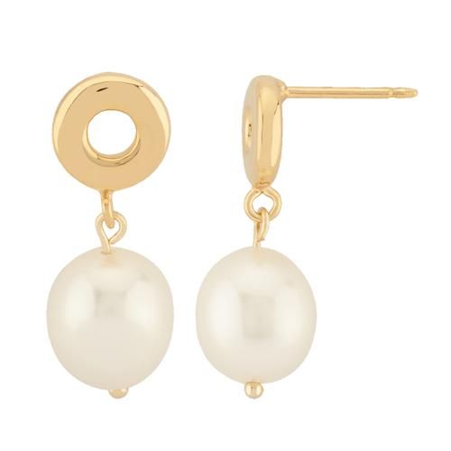 Carla 14kg 8mm Flat Open Circle Fw Pearl Drop Earrings